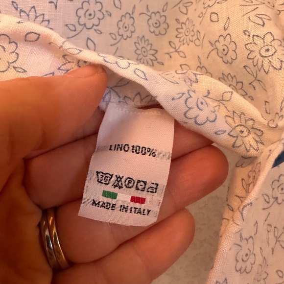 Lauro Napoli 100% Linen Shirt - Made in Italy - Blue Floral 3Xl (fits smaller) - Picture 5 of 5